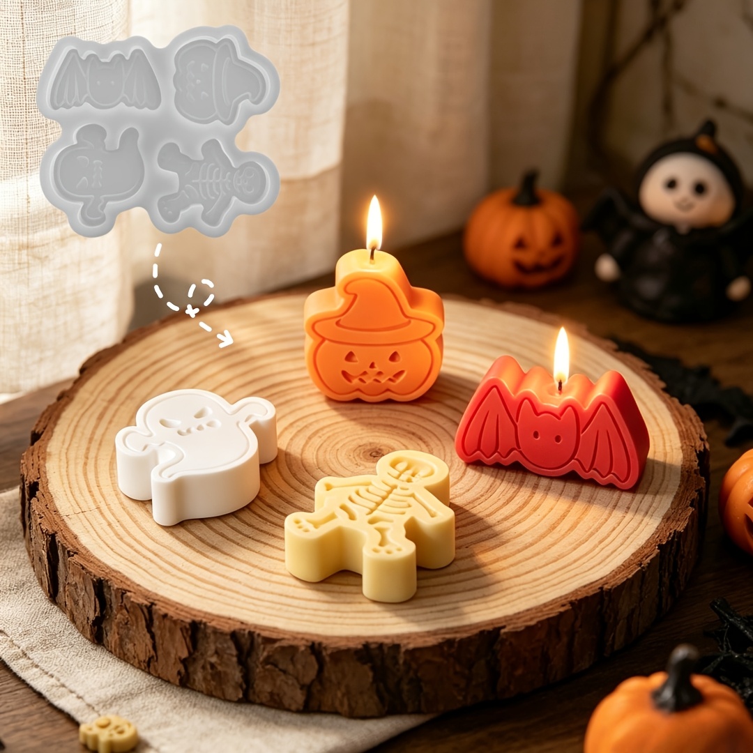 Candle Making Moulds - مجموعة قوالب سيليكون من 4 تجاويف